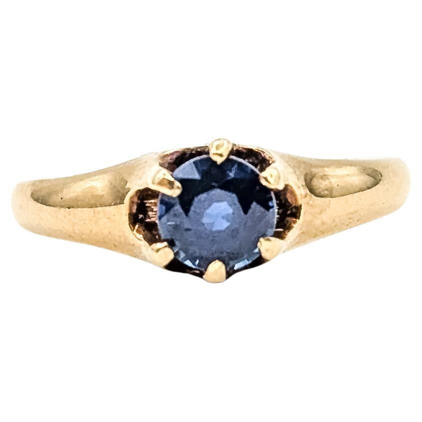 Vintage Solitär Saphir Ring in 14k Gelbgold