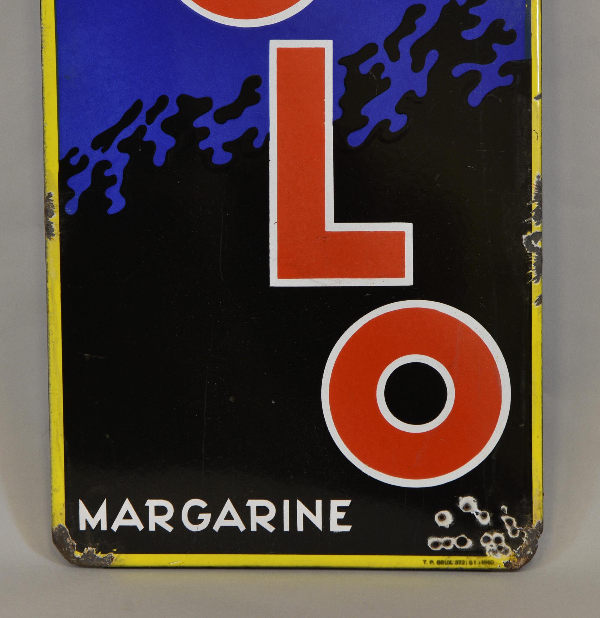 Painted Vintage Solo Margarine Enamel Mid-Century Sign For Sale