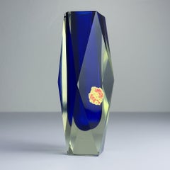 Vintage sommerso blue Murano vase, Italy 1970s