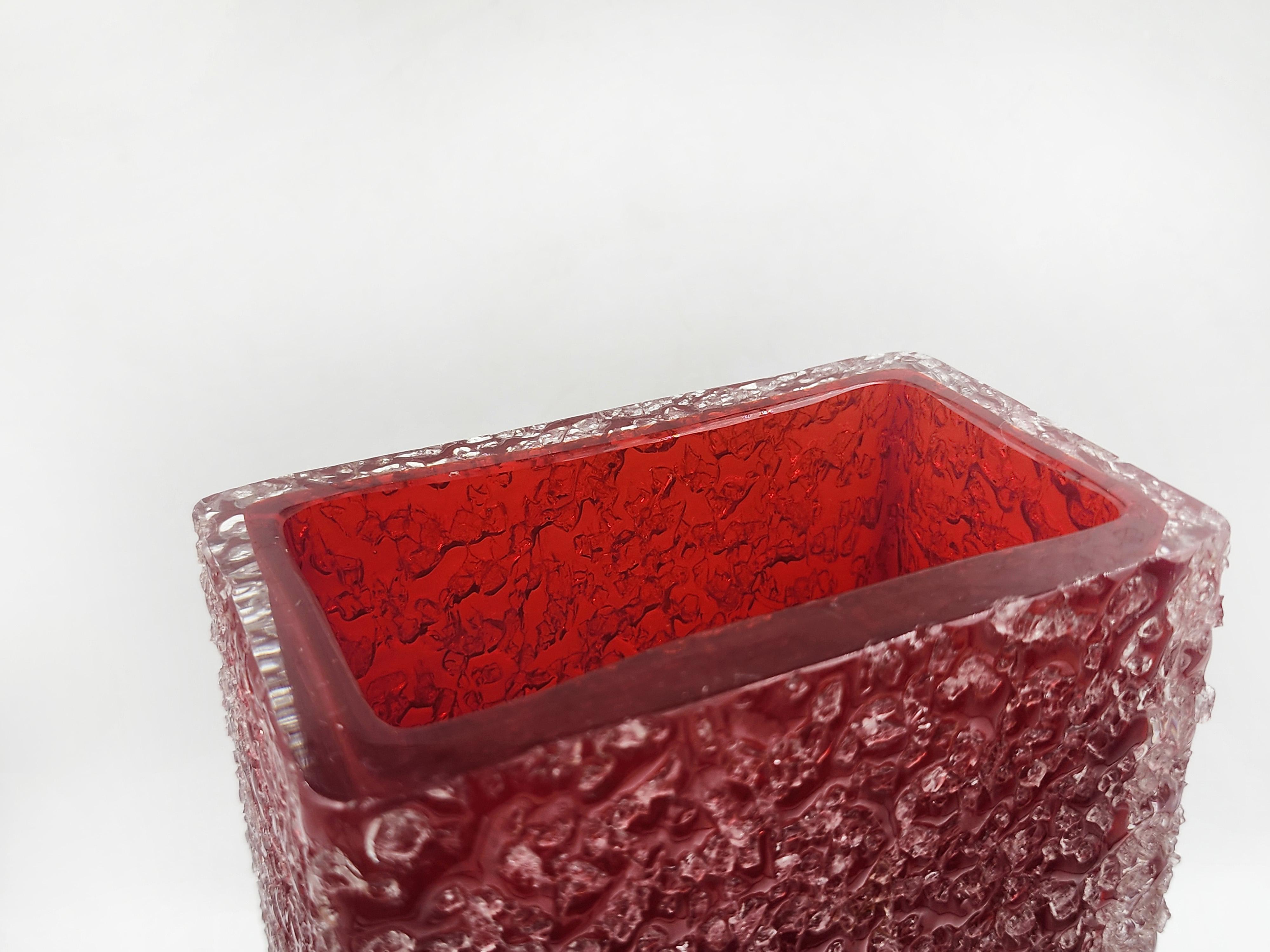 XX secolo Vaso in vetro crepato Sommerso Italiano d'epoca in vendita