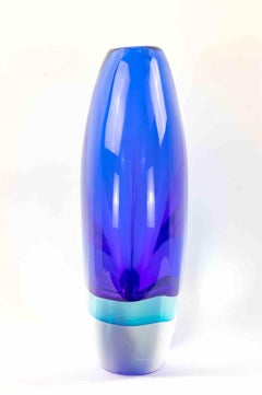 Vintage "Sommerso" Murano Glass Vase, 1970s, Italy