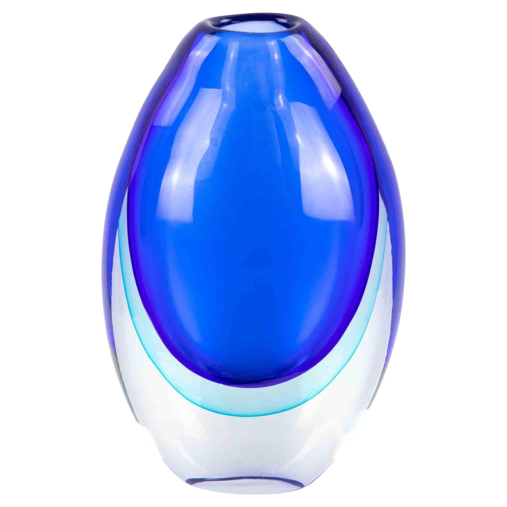 Vintage "Sommerso" Murano Glass Vase, 1970s, Italy For Sale