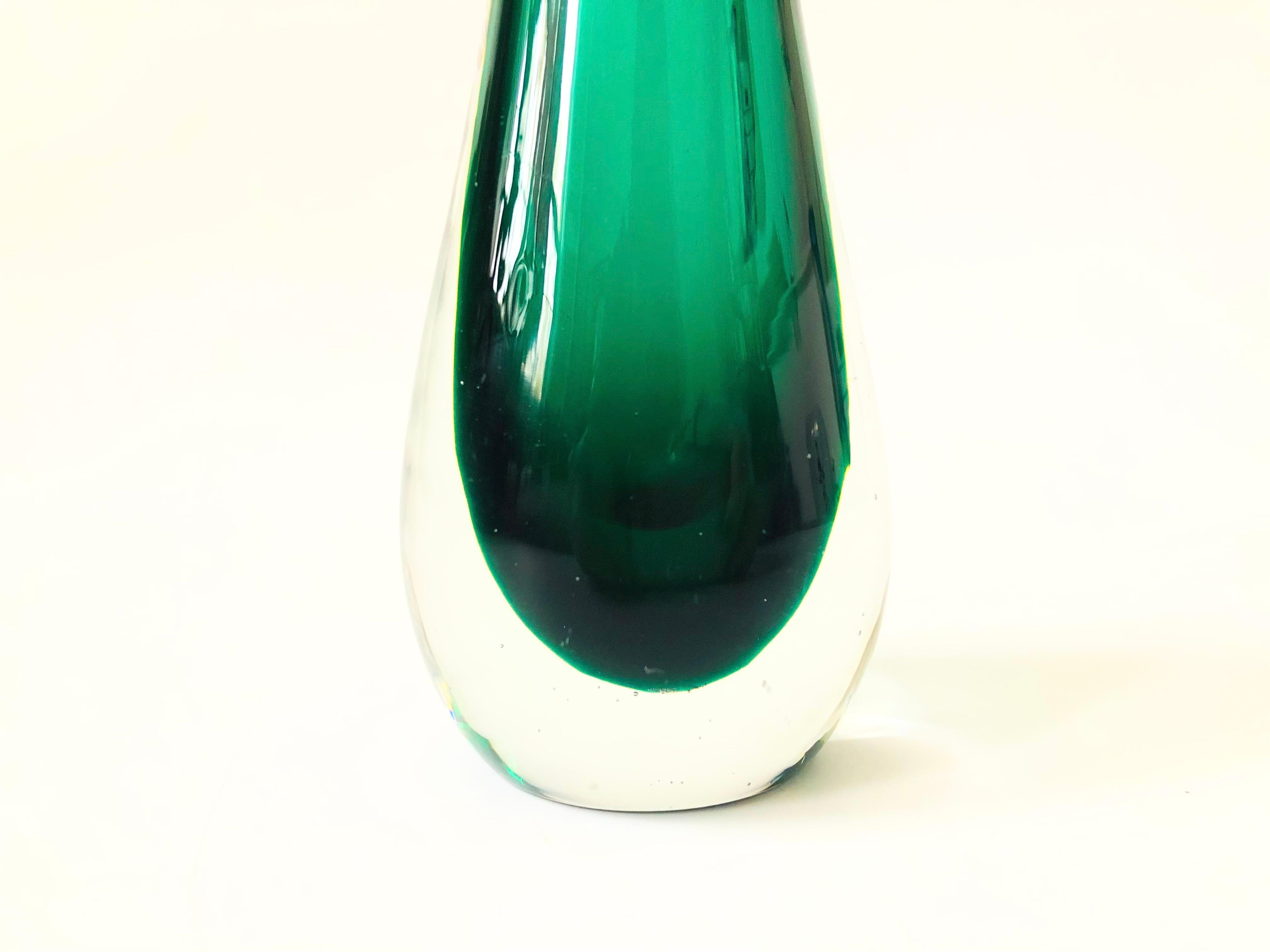 Vintage Sommerso Murano Style Art Glass Teardrop Vase In Good Condition In Vallejo, CA