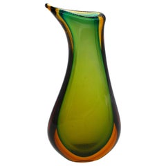 Vintage "Sommerso" 'Submerged' Murano Glass Vase by Flavio Poli, Late 1900
