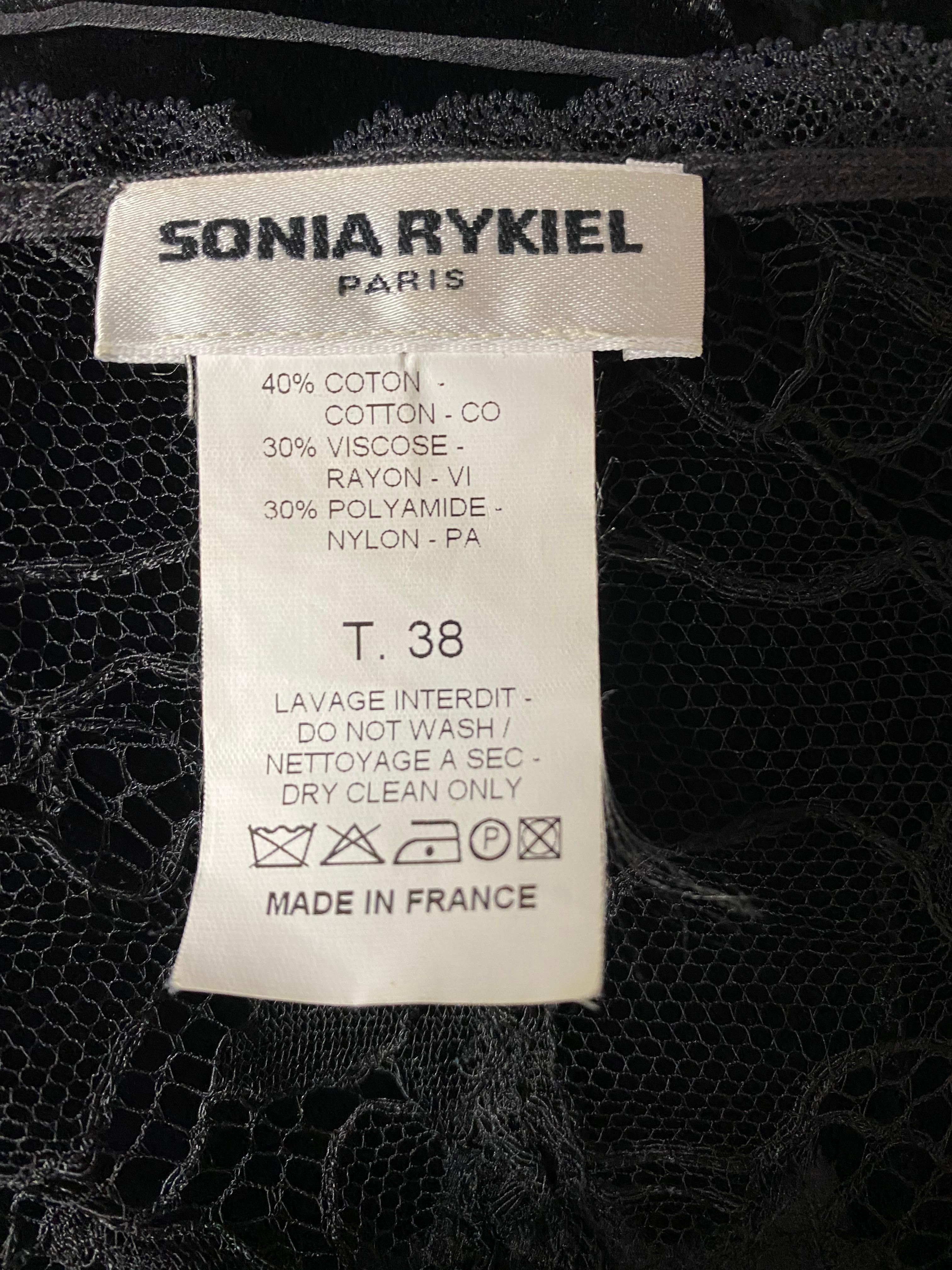 Vintage Sonia Rykiel Black Lace and Velvet Slip Dress with Jacket Set, Size 38 For Sale 5