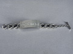 Vintage SONIA RYKIEL "Forget Me Not" Silver ID Chain Bracelet
