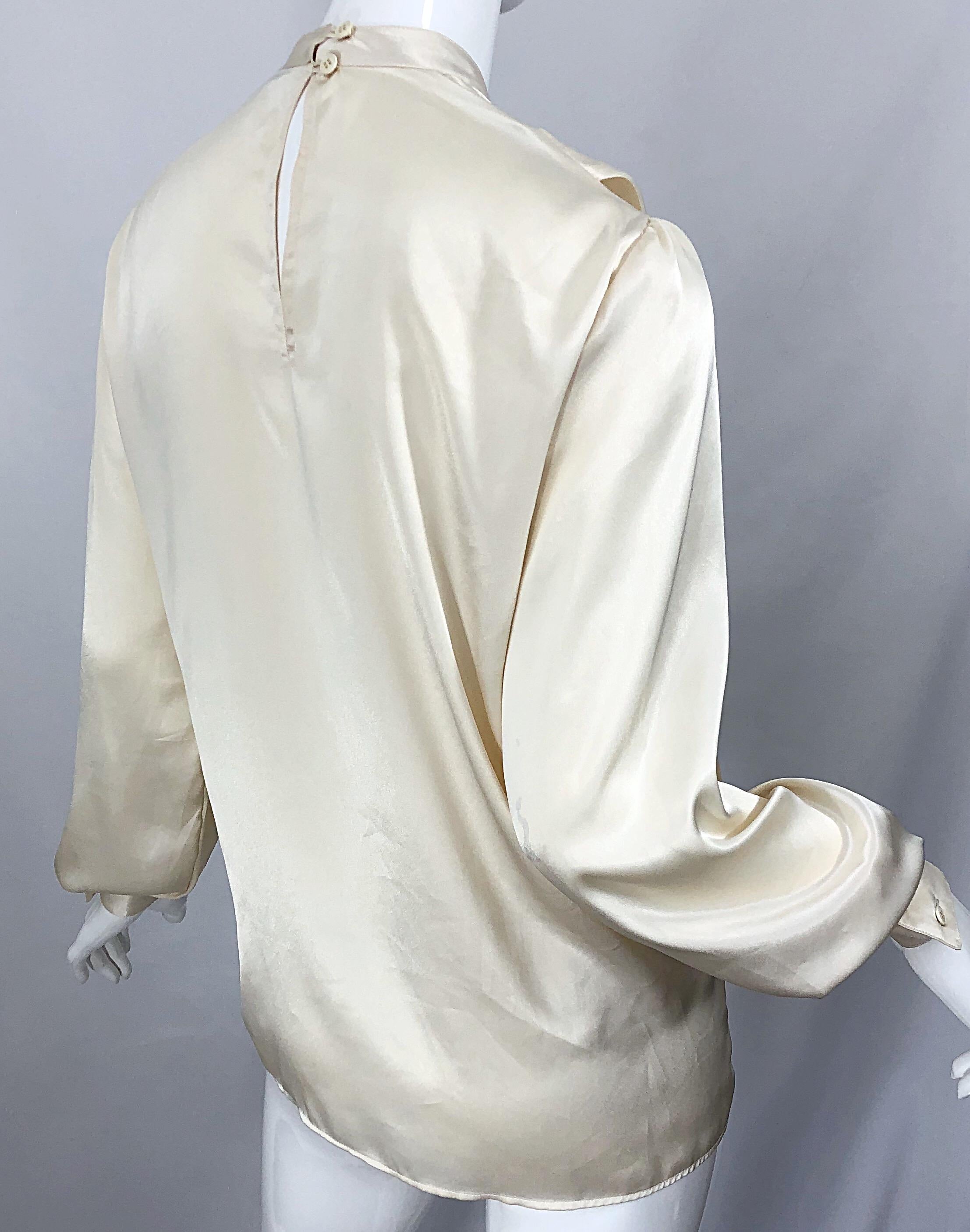 Vintage Sonia Rykiel Ivory Off White Size 40 / 8-10 Silk Pleated 90s Blouse Top 3