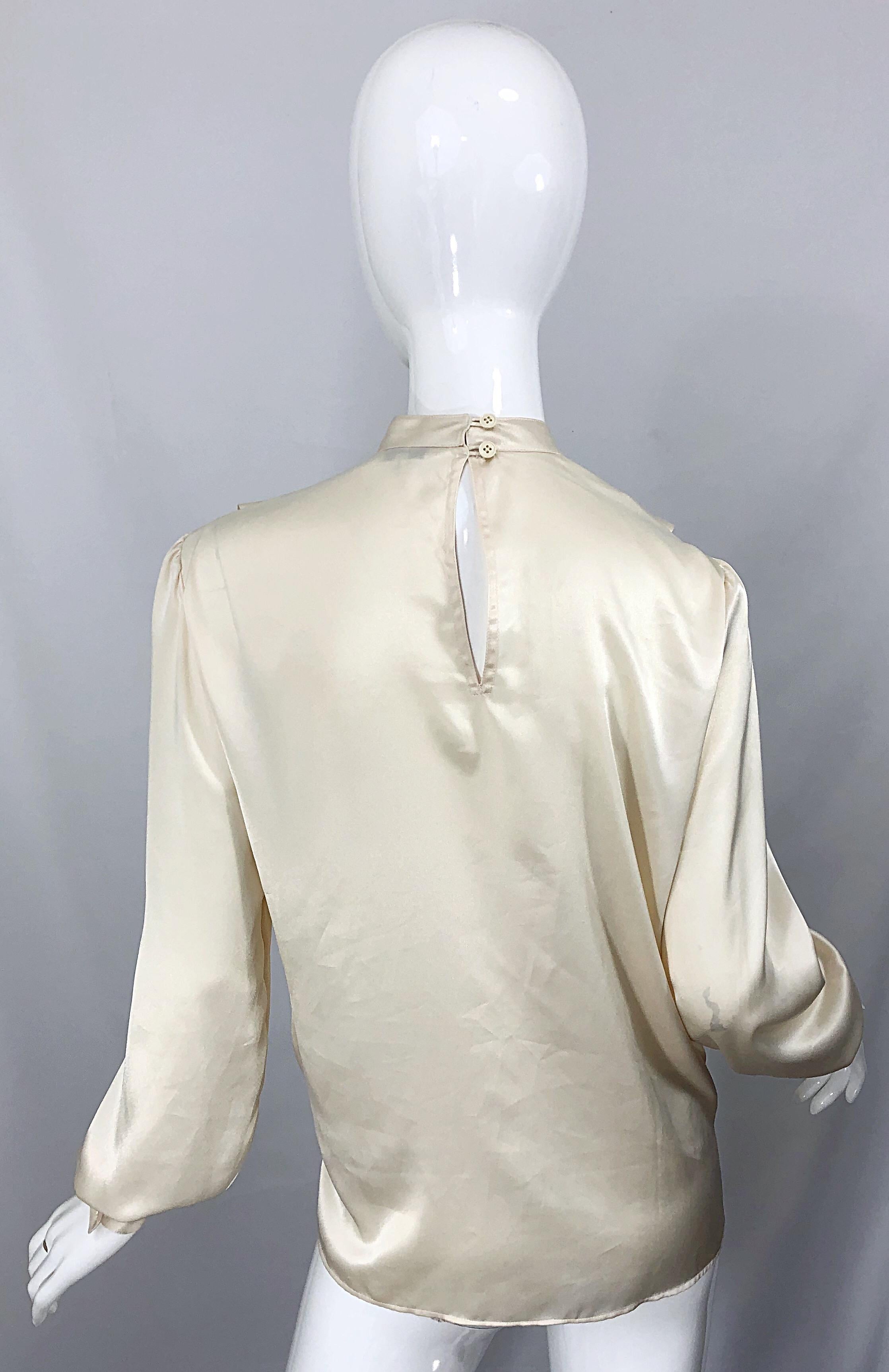 Vintage Sonia Rykiel Ivory Off White Size 40 / 8-10 Silk Pleated 90s Blouse Top 5
