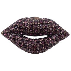 Vintage Sonia Rykiel Lips Brooch With Rhinestones