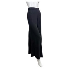 Vintage Sonia Rykiel Paris Black High-Waisted Wide Leg Crepe Trousers US 4