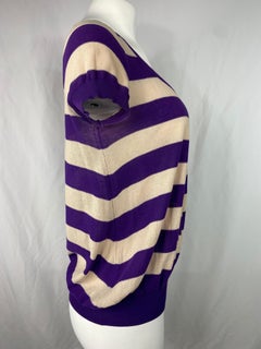Vintage Sonia Rykiel Purple and Cream Striped Top, Size 38