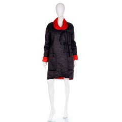 Vintage Sonia Rykiel Quilted Red & Black Reversible Jacket With Hood