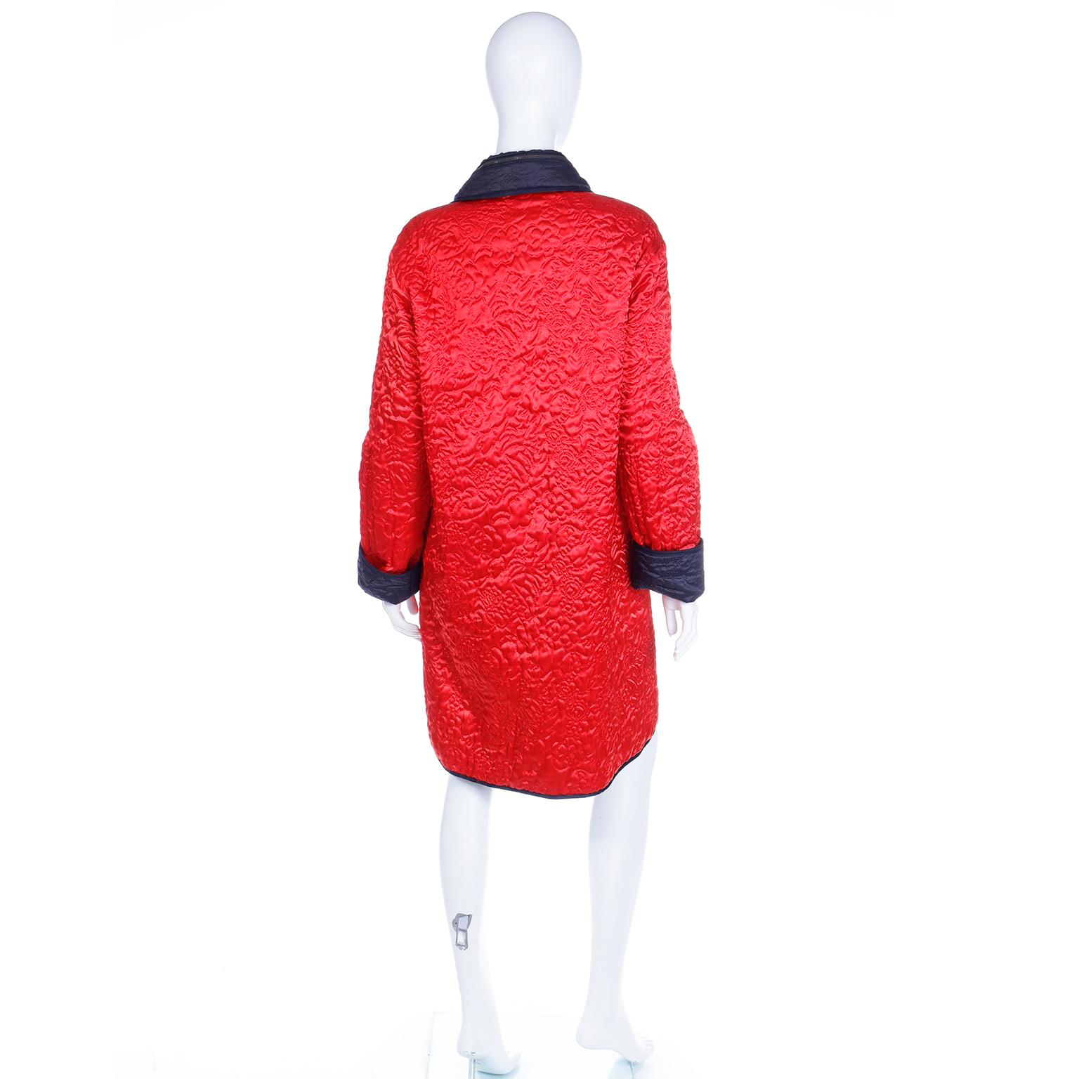 Vintage Sonia Rykiel Quilted Red & Black Reversible Jacket With Hood For Sale 3