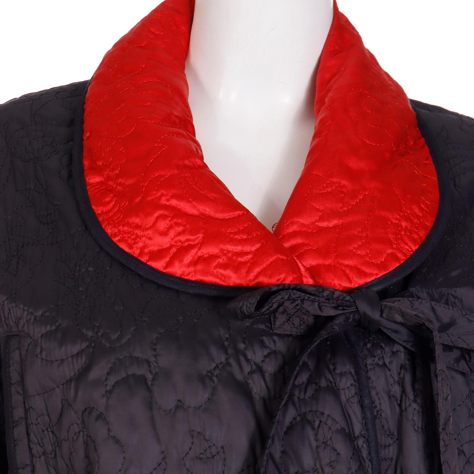 Vintage Sonia Rykiel Quilted Red & Black Reversible Jacket With Hood For Sale 5
