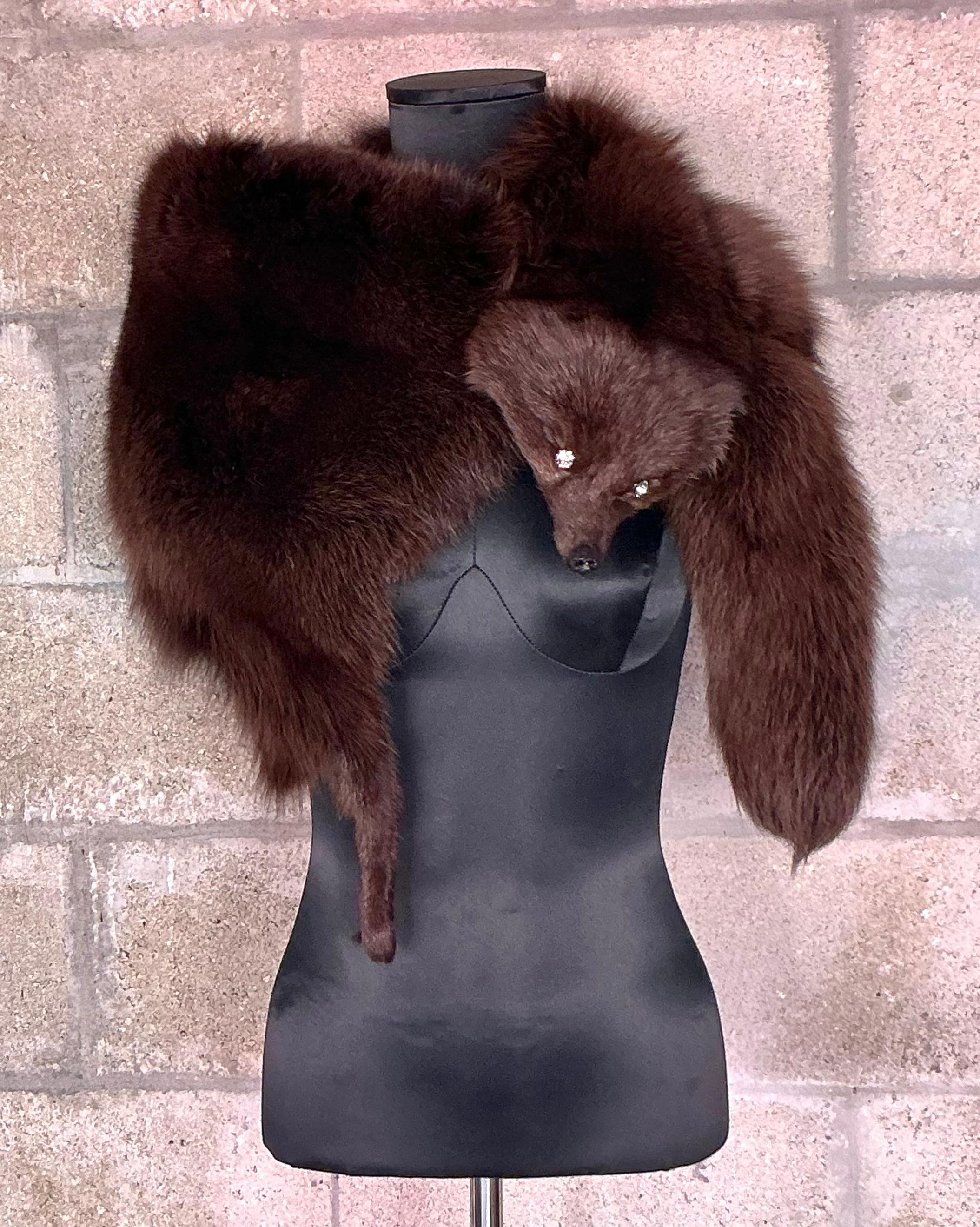 A Vintage Sonia Rykiel Shadow Fox Stole is a luxurious, high-end fashion accessory that epitomizes the elegance and bold style of the iconic French fashion designer Sonia Rykiel. 

The fur used in this stole is most likely shadow fox, known for its