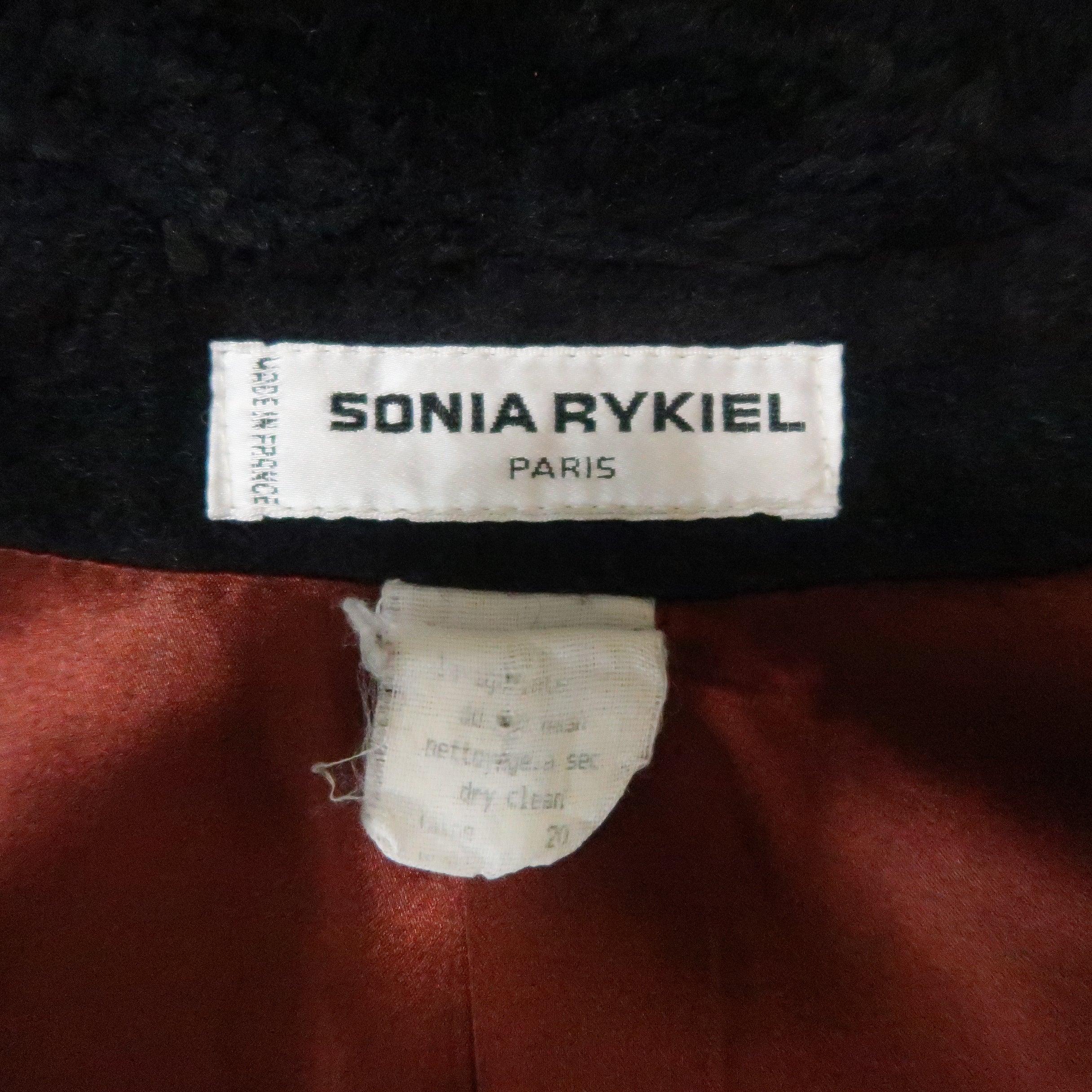 Vintage SONIA RYKIEL Size L Black Faux Fur Shawl Collar Robe Coat For Sale 2