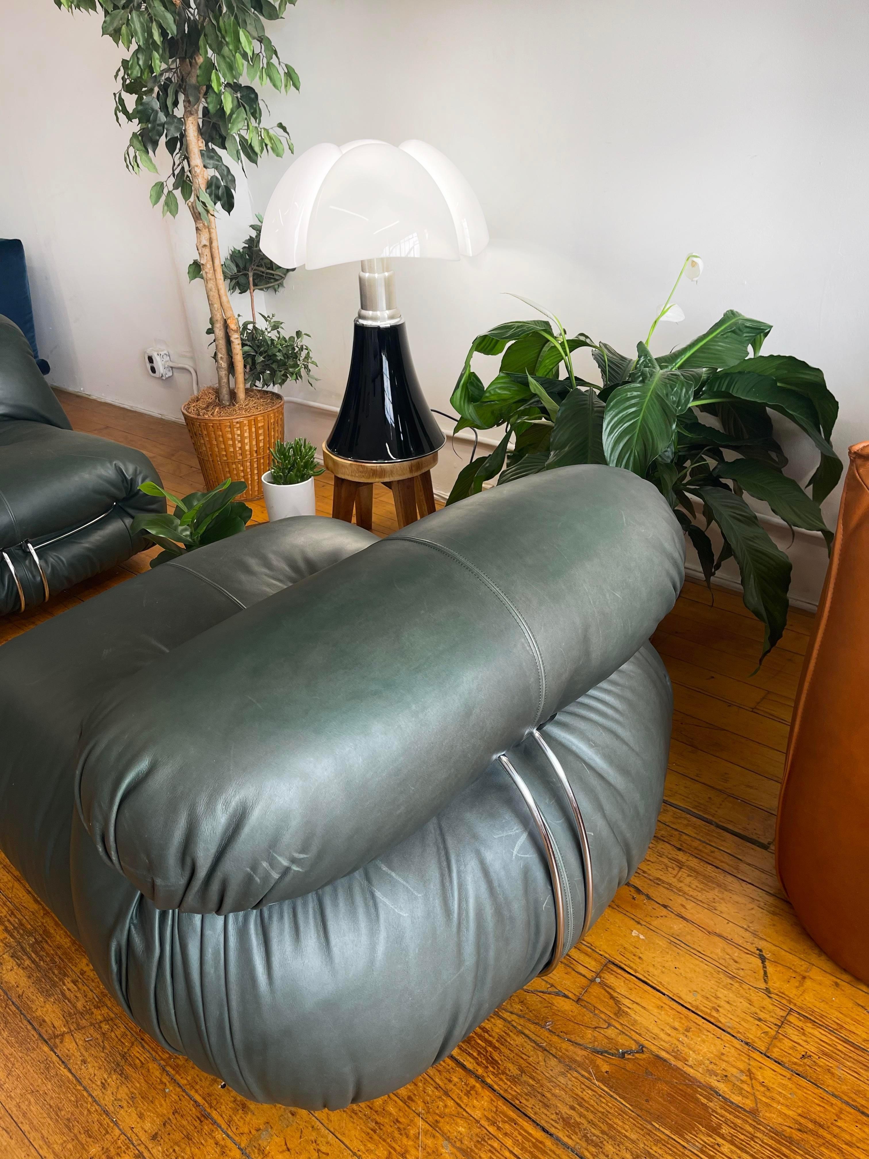 20th Century Vintage Soriana Leather Chair design Afra and Tobia Scarpa for Cassina 1970s