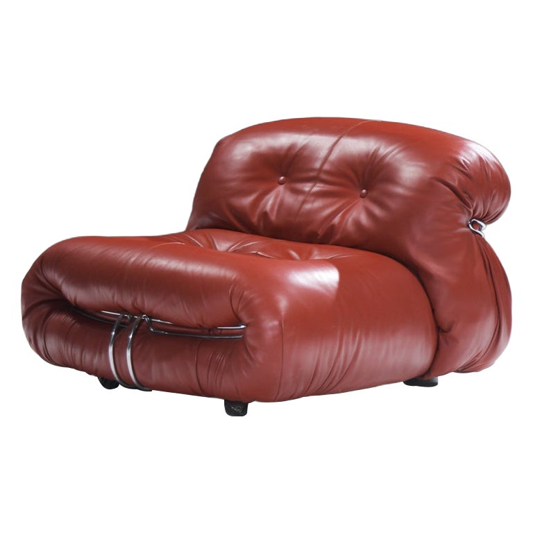 Vintage Soriana Lounge Chair with new leather by Afra E Tobia Scarpa - Cassina For Sale