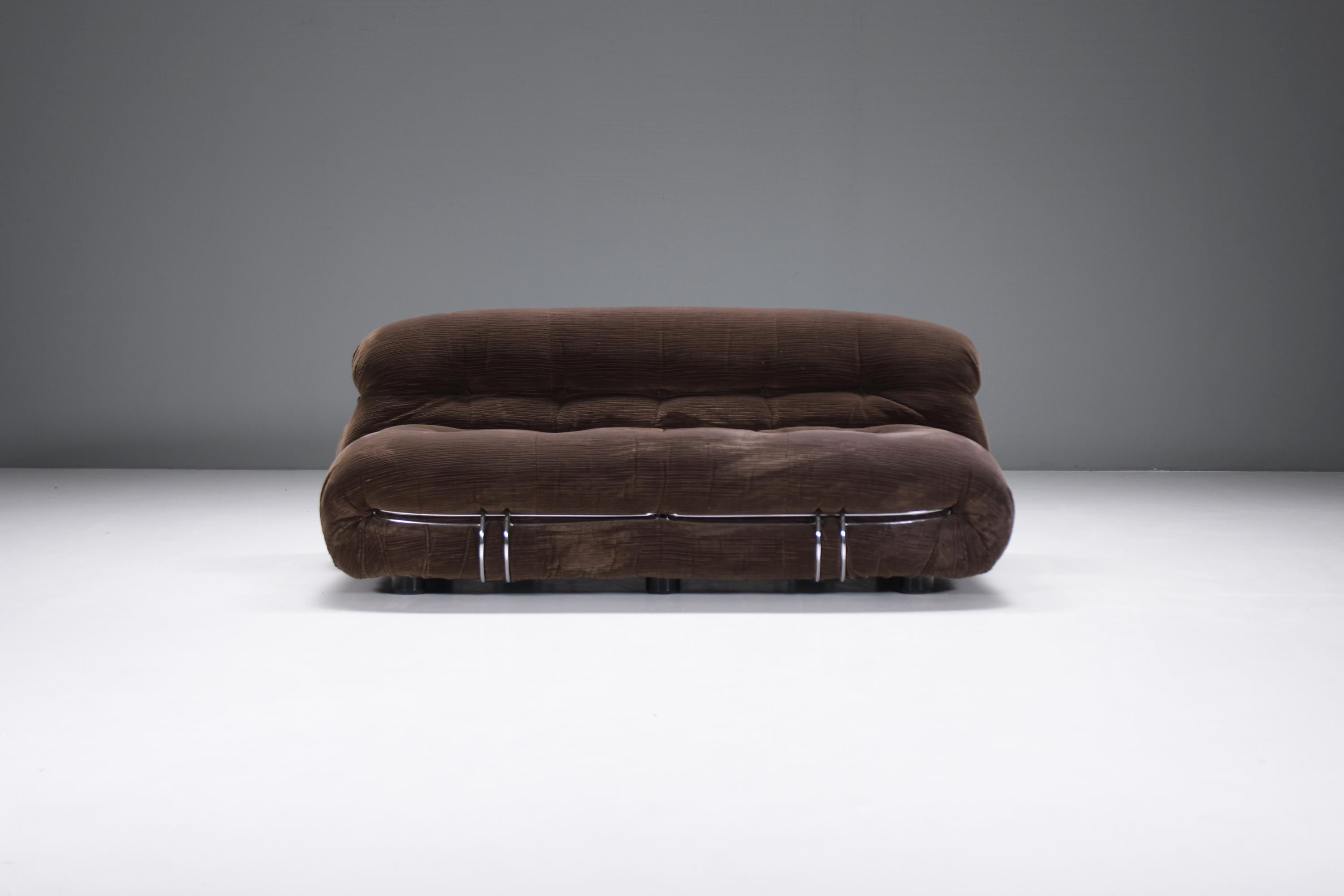 Vintage Soriana set in brown corduroy by Afra e Tobia Scarpa for Cassina 4