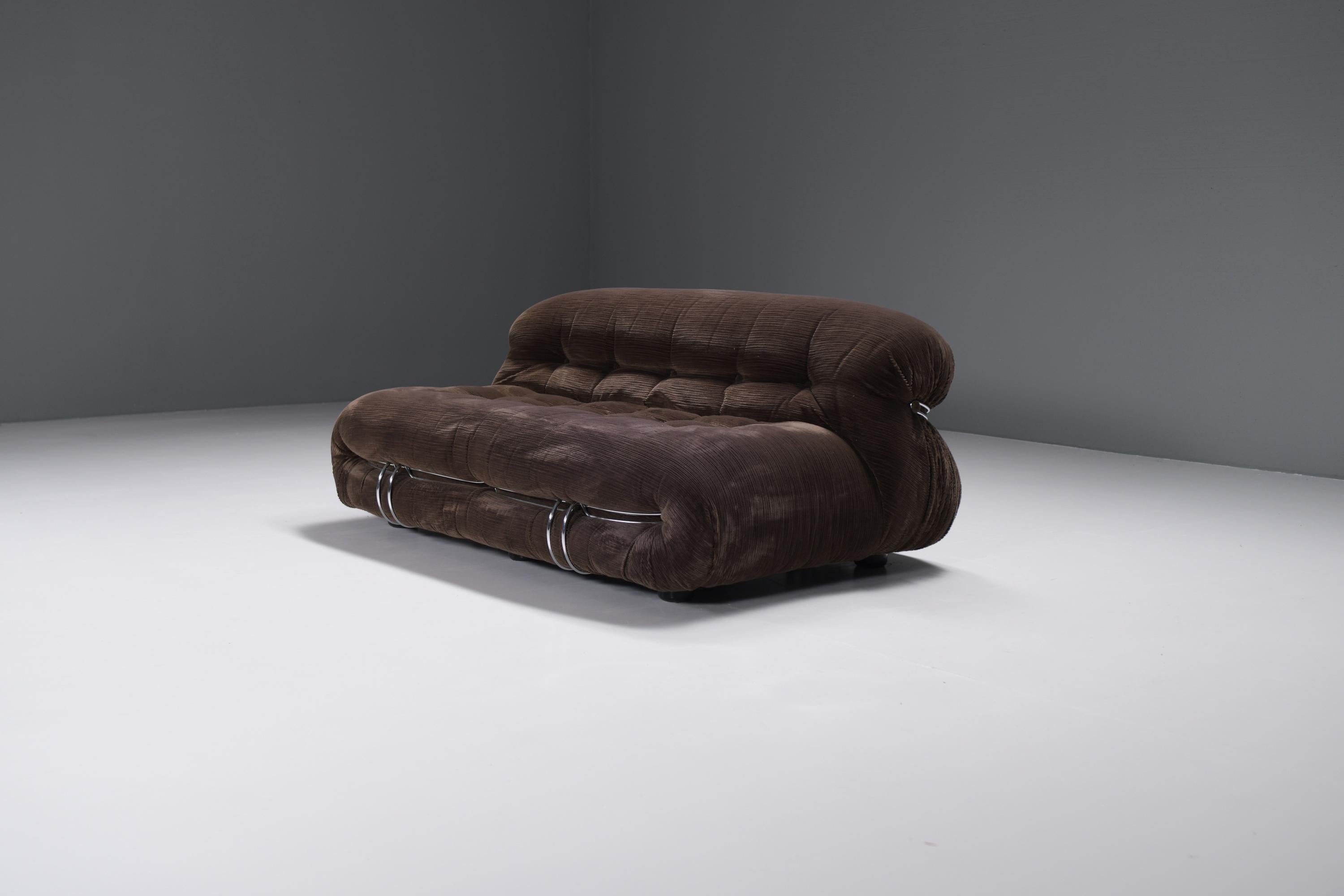 Mid-Century Modern Vintage Soriana set in brown corduroy by Afra e Tobia Scarpa for Cassina