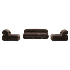 Vintage Soriana set in brown corduroy by Afra e Tobia Scarpa for Cassina