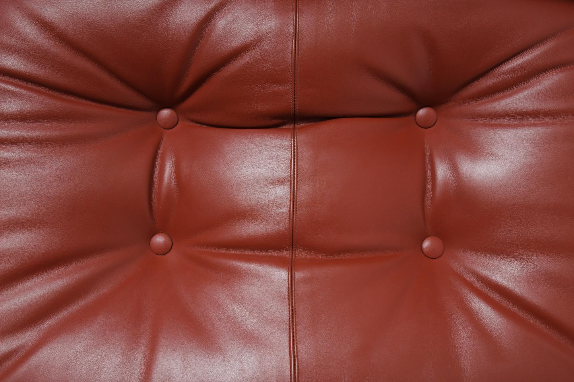 Vintage Soriana Set in Red Leather by Afra E Tobia Scarpa for Cassina, Italy 10