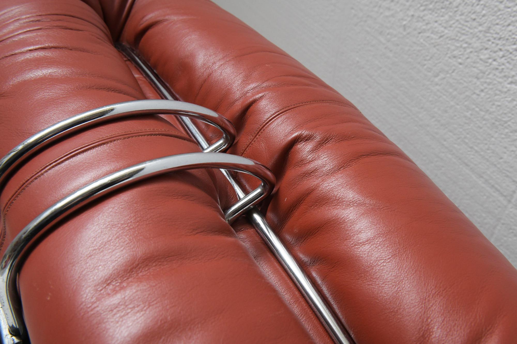 Vintage Soriana Set in Red Leather by Afra E Tobia Scarpa for Cassina, Italy 16