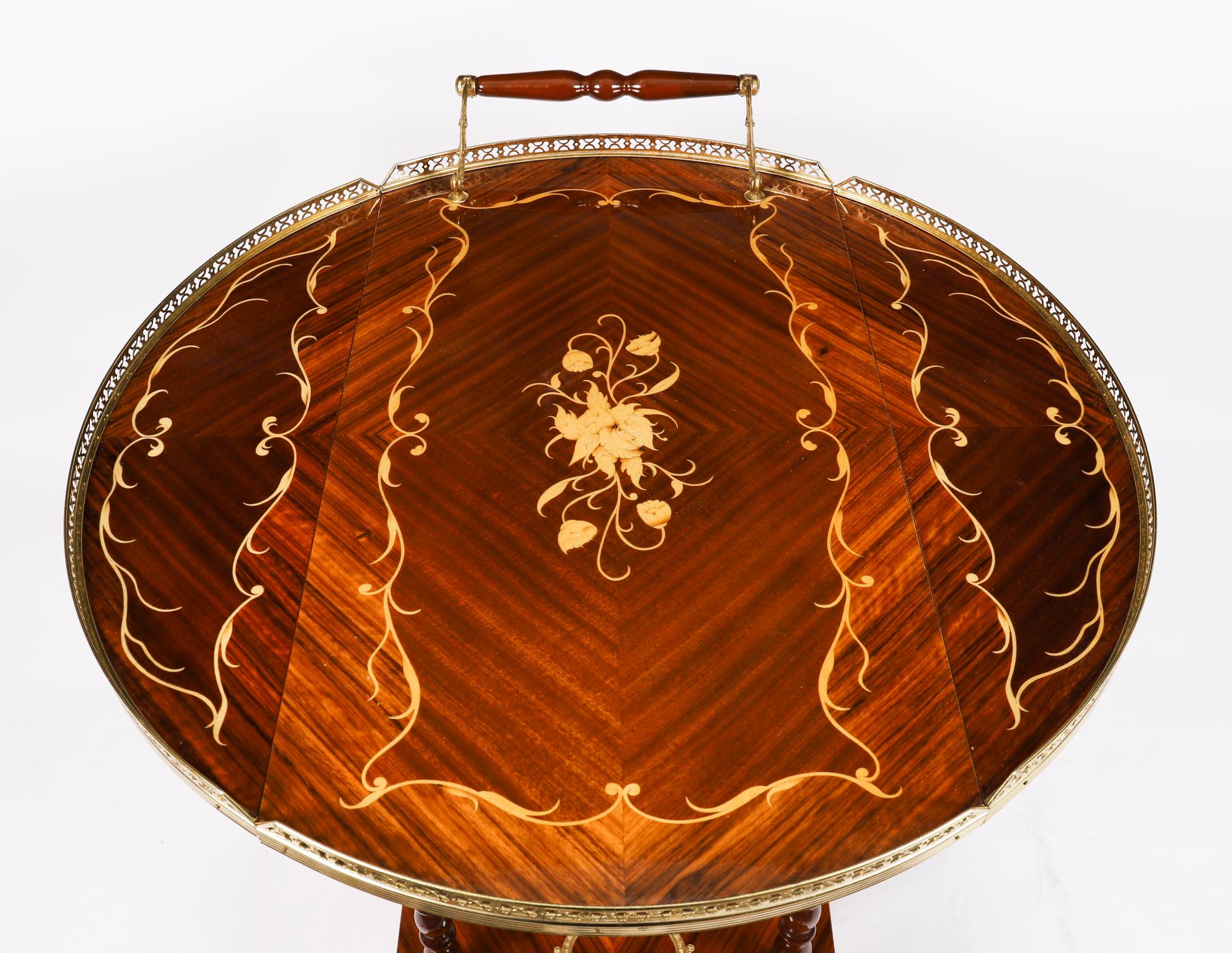 Carrello portabevande d'epoca in intarsio sorrentino della metà del XX secolo in vendita 5