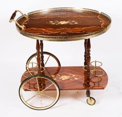 Carrello portabevande d'epoca in intarsio sorrentino della metà del XX secolo