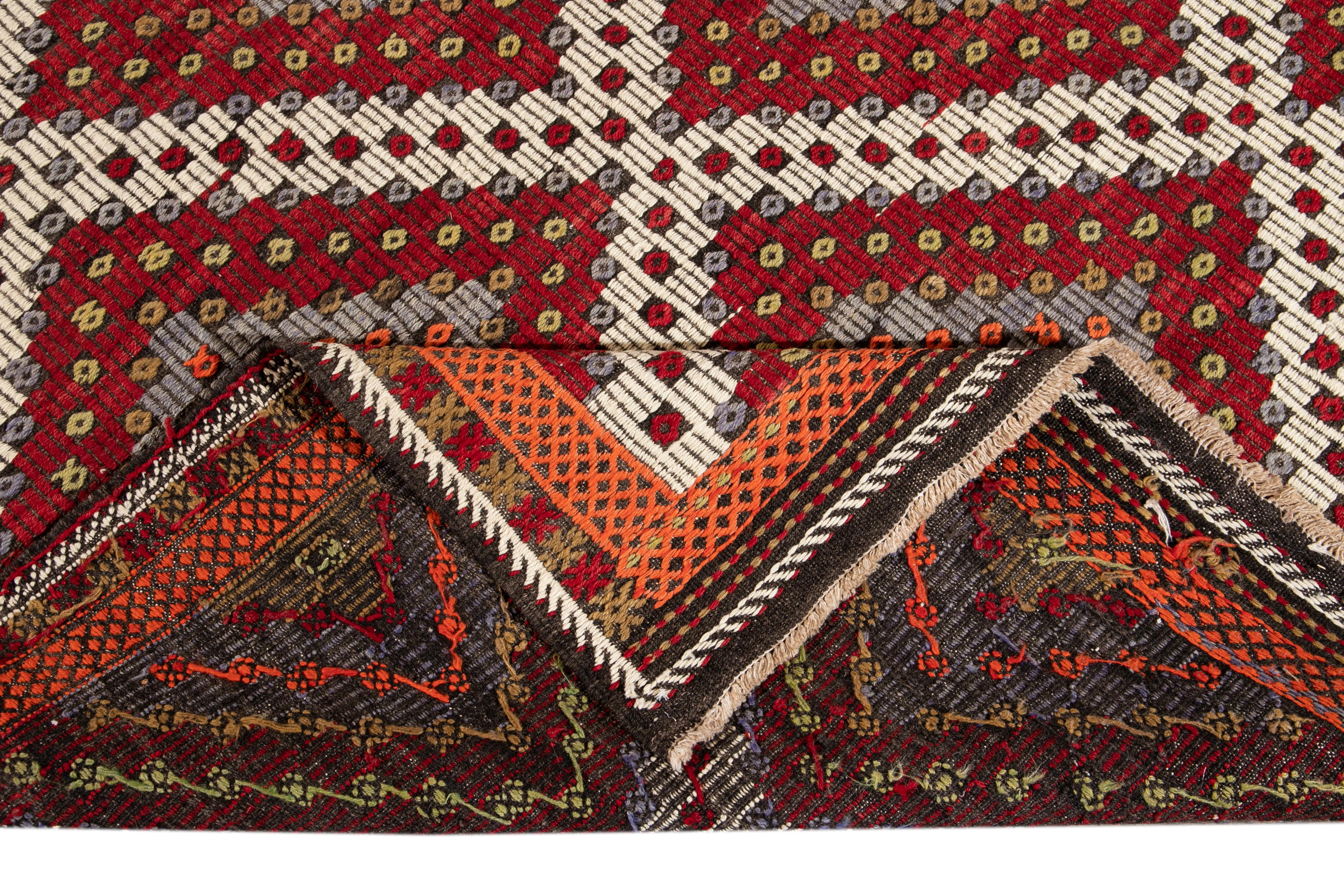 Turkish Vintage Soumak Wool Rug For Sale