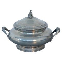 Vintage Soup Tureen in Silver Metal with Lid