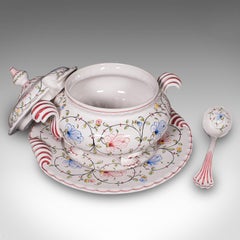 Servizio di zuppiera vintage, portoghese, set da portata in ceramica, centrotavola