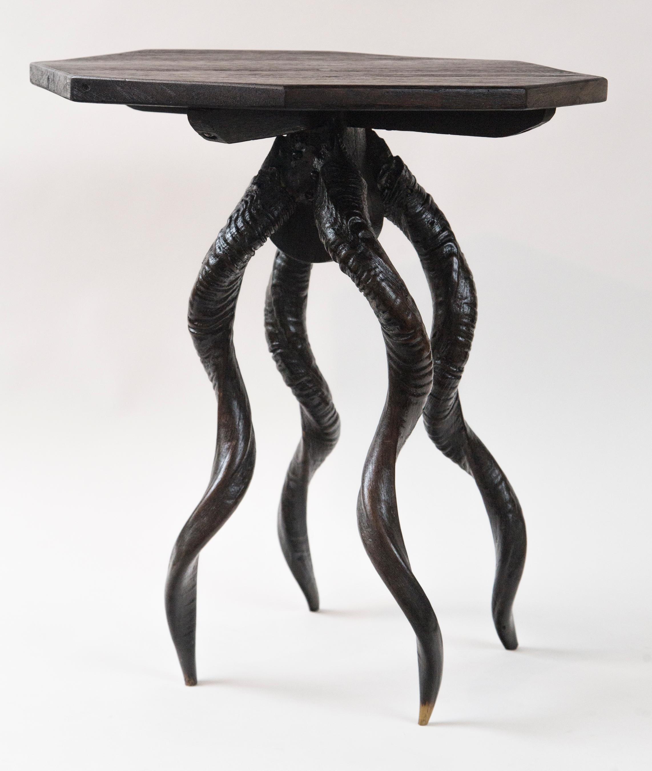Organic Modern Vintage South African Black Horn Side Table/Drinks Table For Sale