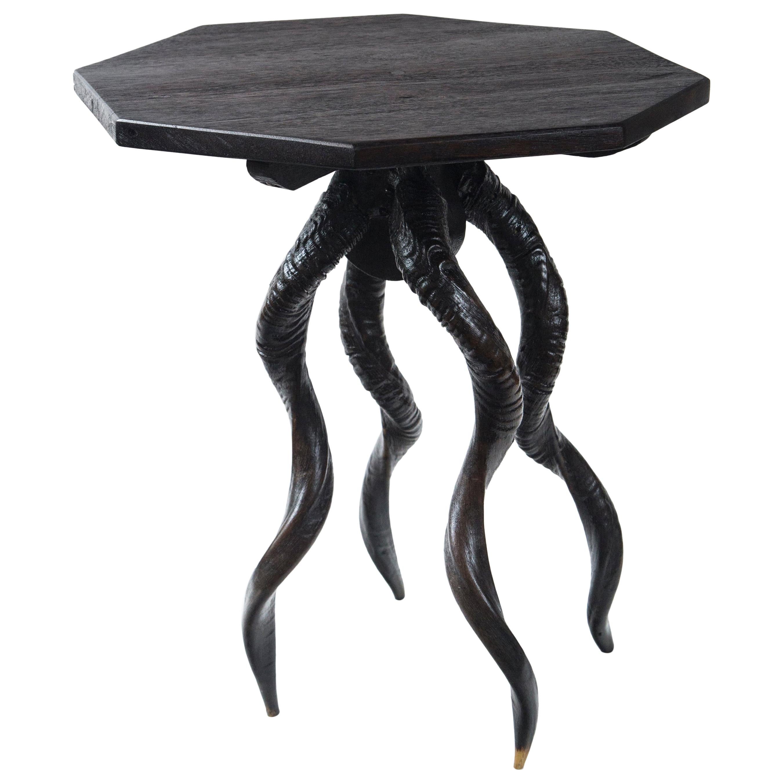 Vintage South African Black Horn Side Table/Drinks Table For Sale