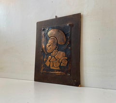 Vintage South African Wall Plaque in Embossed Copper, Signed Muko 82