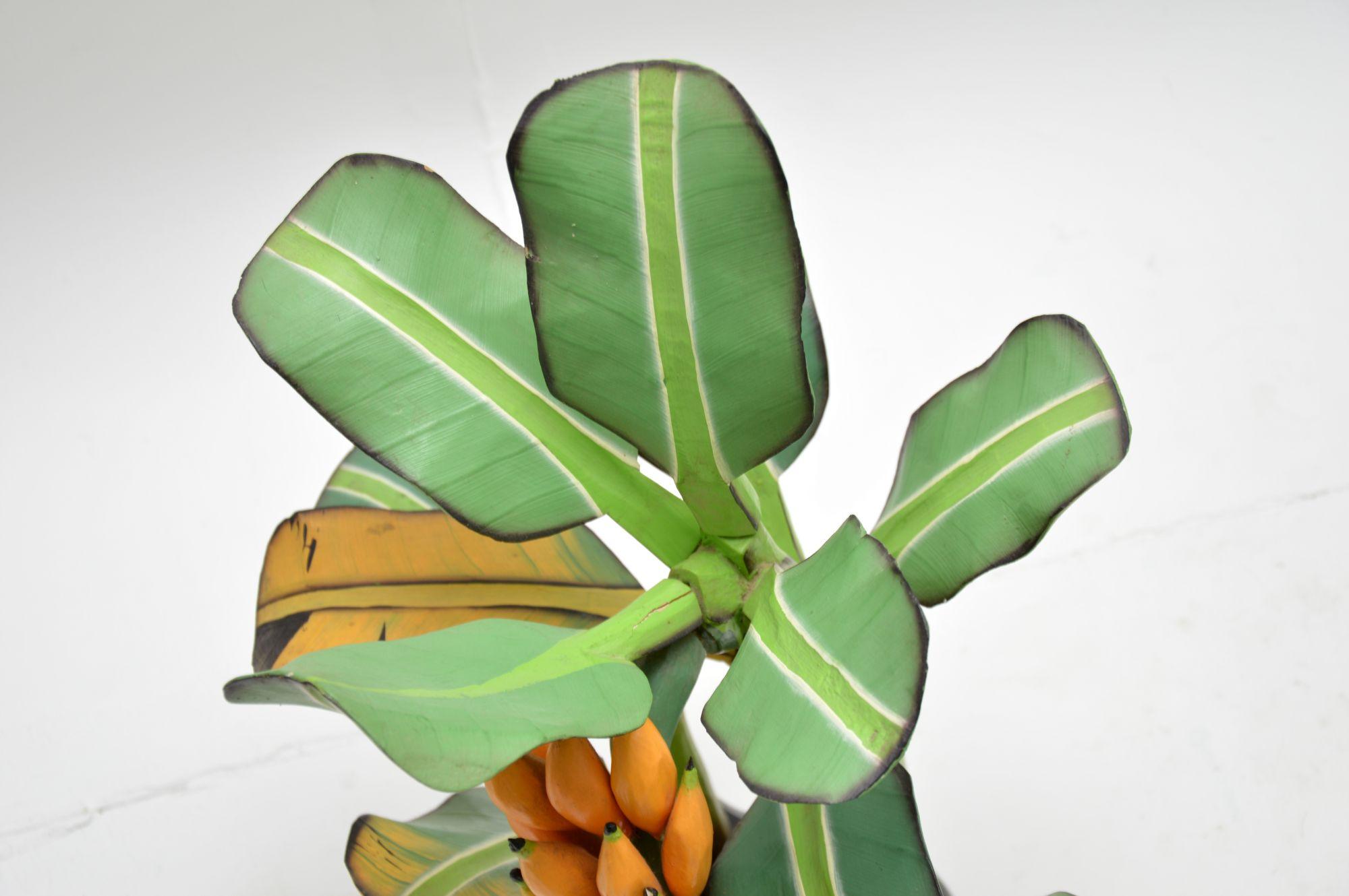Vintage South Amercian Carved Wood Banana Tree Sculpture In Good Condition In London, GB
