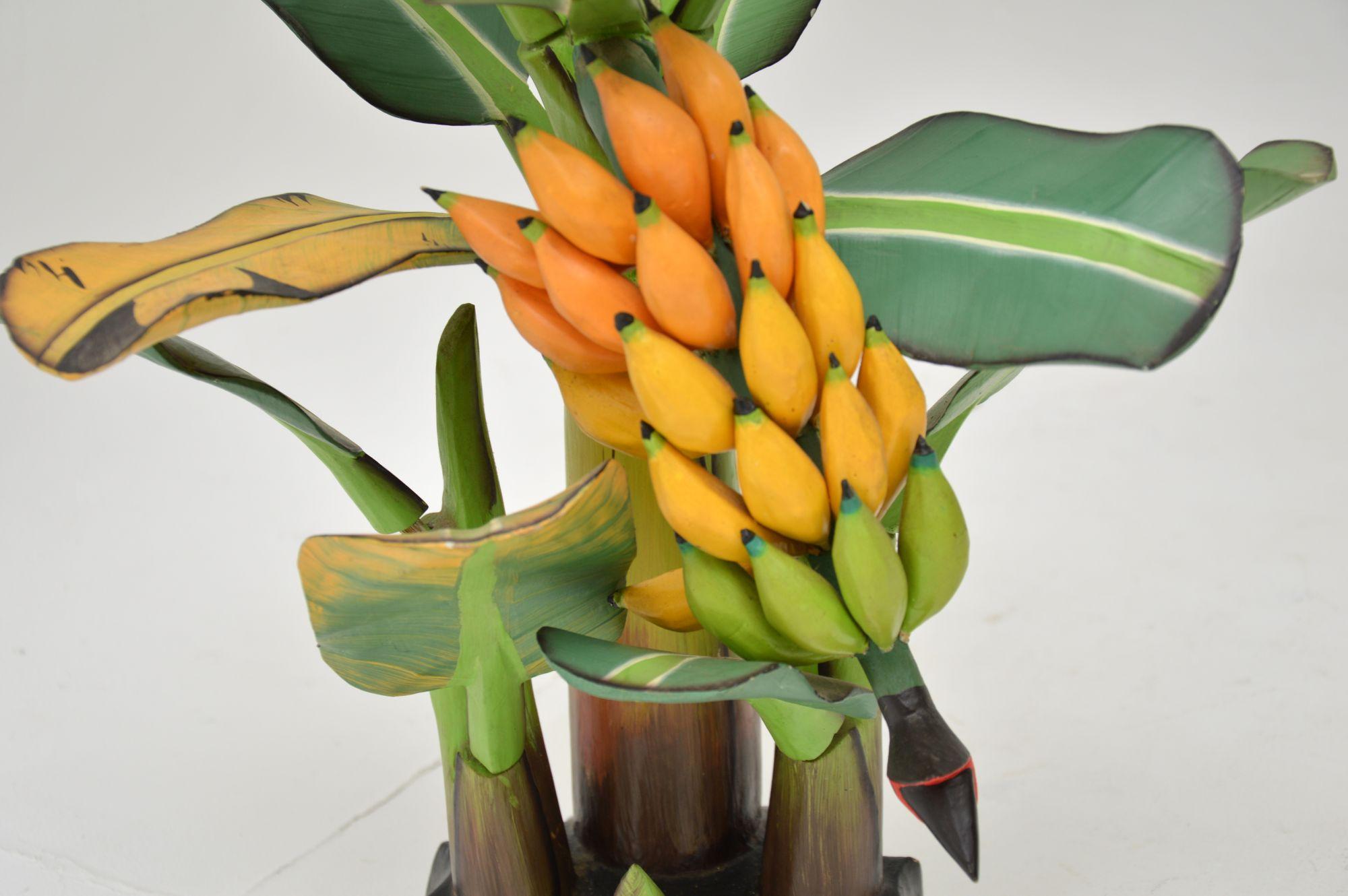 Vintage South Amercian Carved Wood Banana Tree Sculpture In Good Condition In London, GB