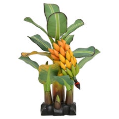 Vintage South Amercian Carved Wood Banana Tree Sculpture