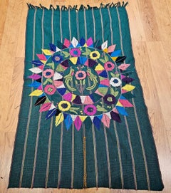 Vintage South American Hand-woven and Embroidered Textile Panel