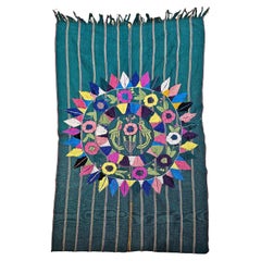 Vintage South American Hand-woven and Embroidered Textile Panel