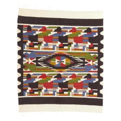 Vintage South American Kilim Peruvian Rug Chancay Pájaro Design