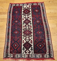 Vintage South American Rug with Deity Forms in Ivory, Brown, Gray, Red
