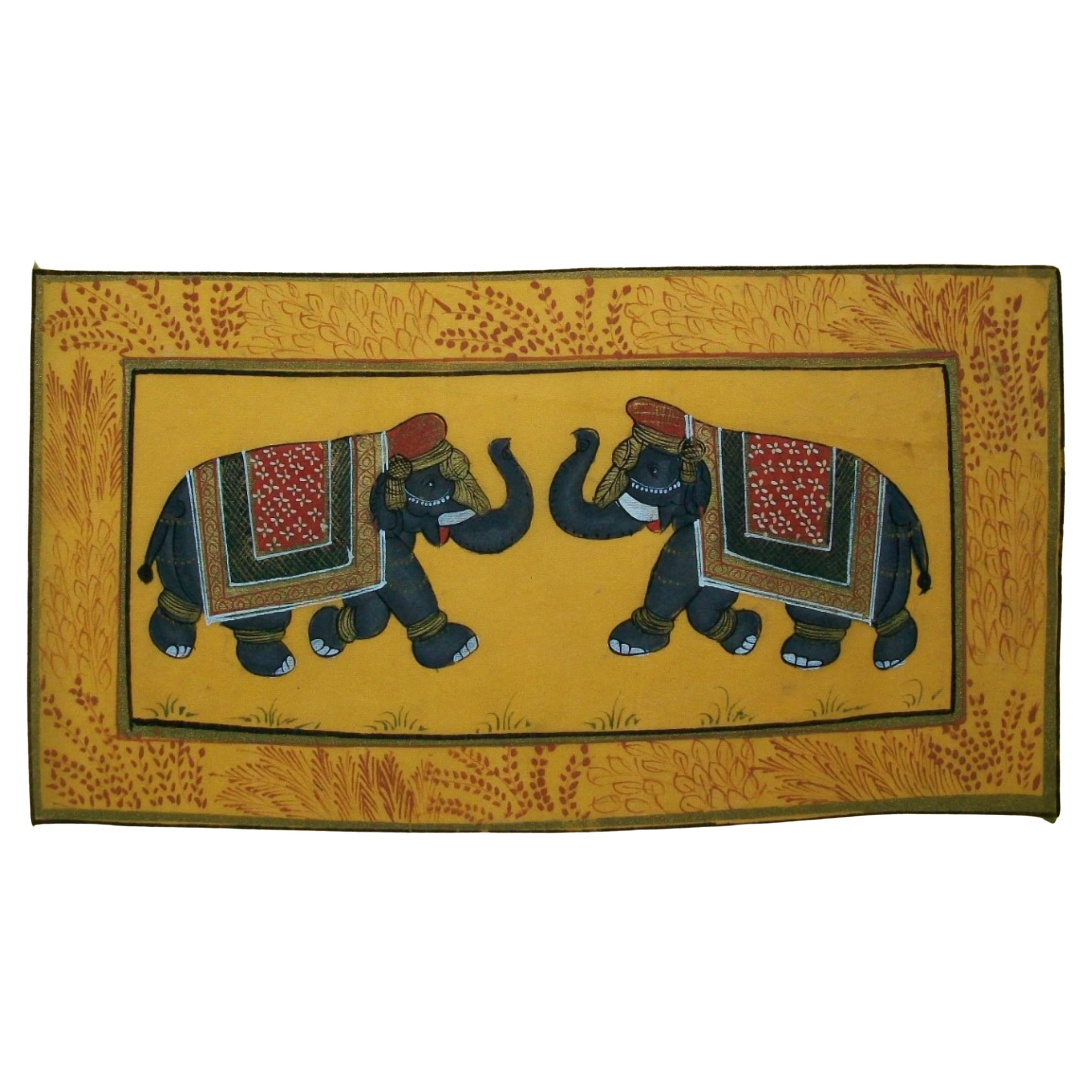 Vintage South Asian Painting - Gouache mit vergoldeten Highlights - Mitte des 20.