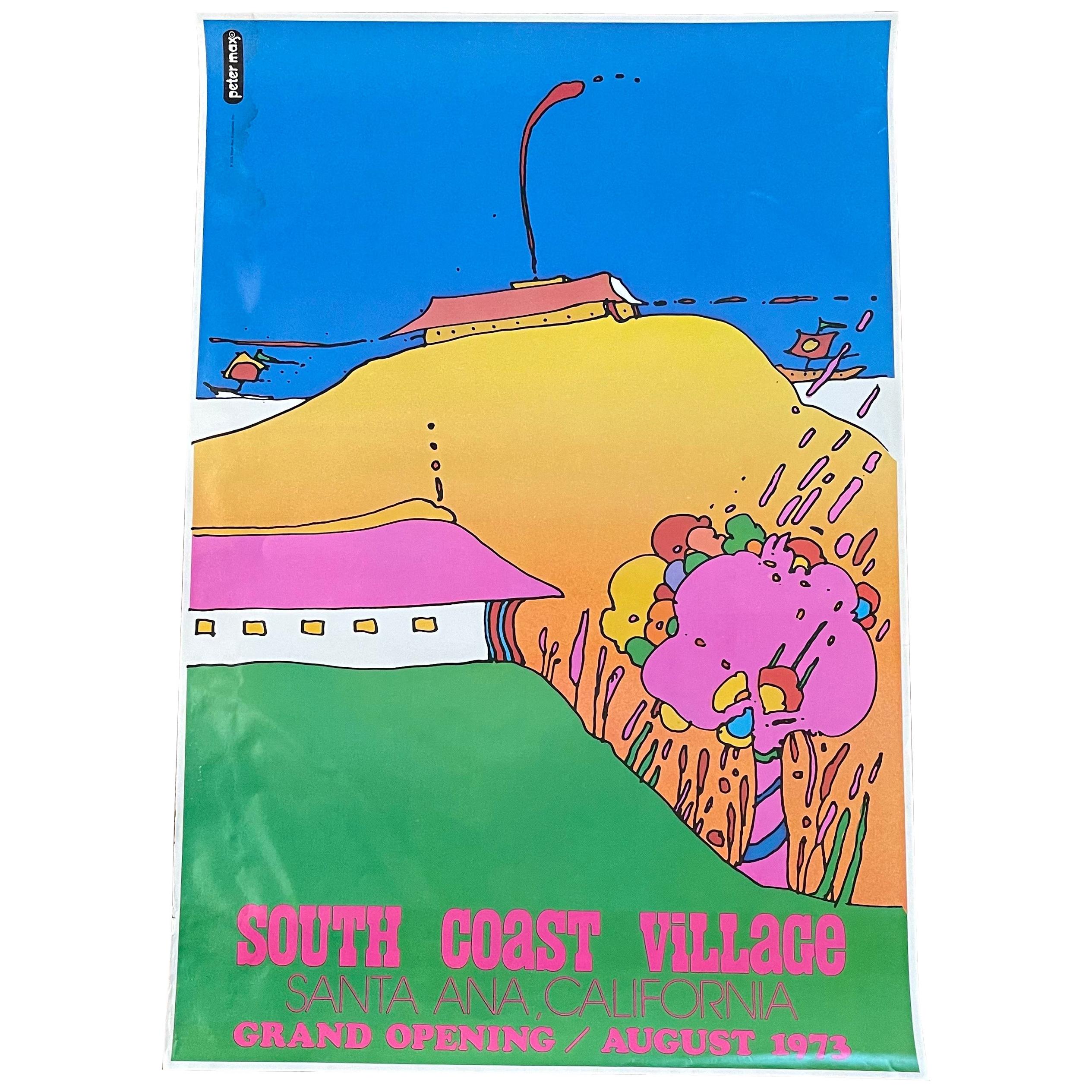 Vintage "South Coast Village" Poster by Peter Max For Sale
