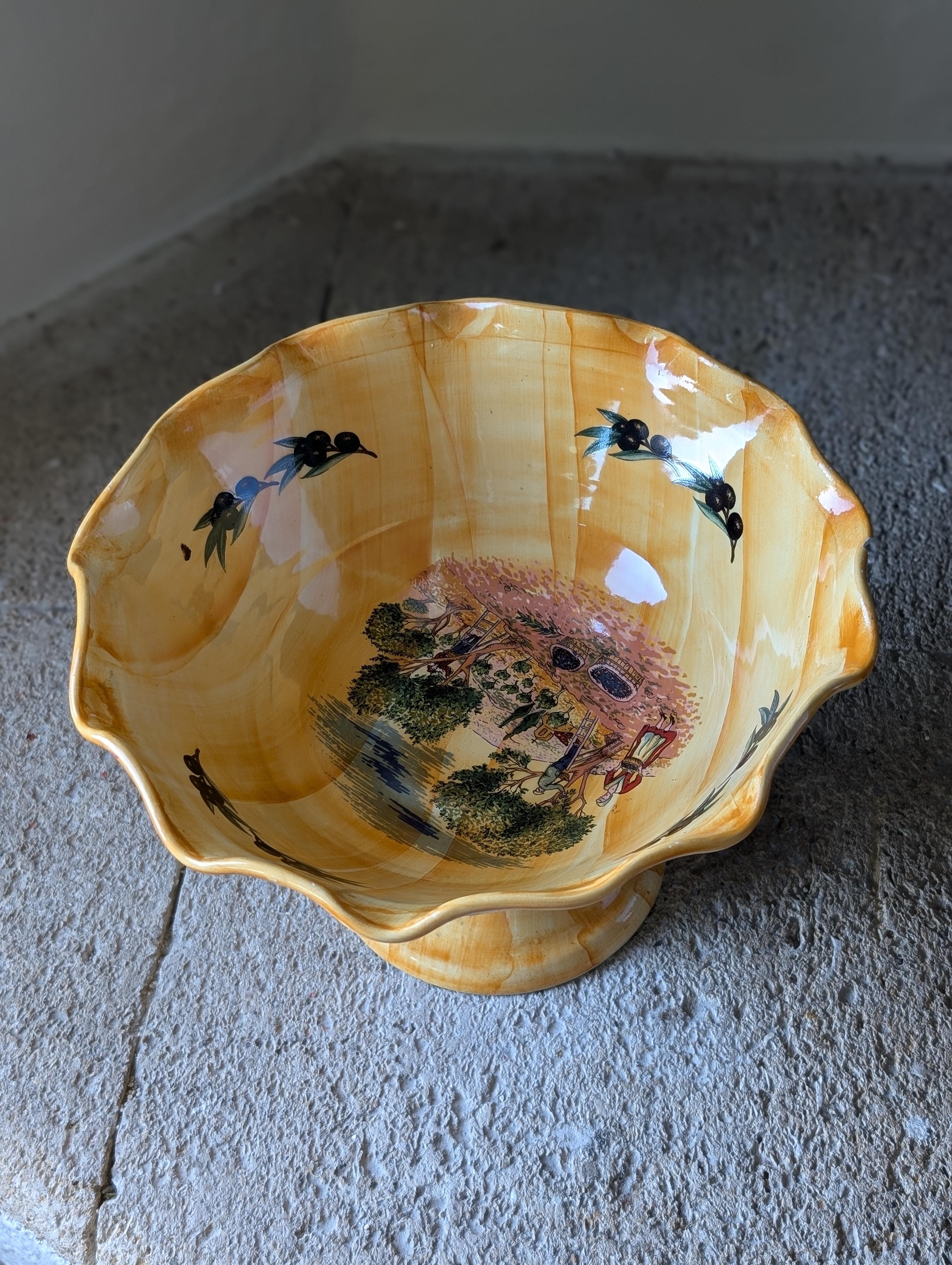 Ceramic Vintage South of France-Themed Fruit Stand For Sale