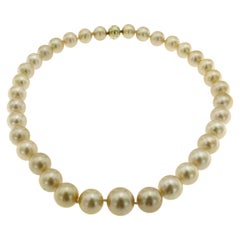 Vintage South Sea Golden Pearls Diamond Gold Necklace