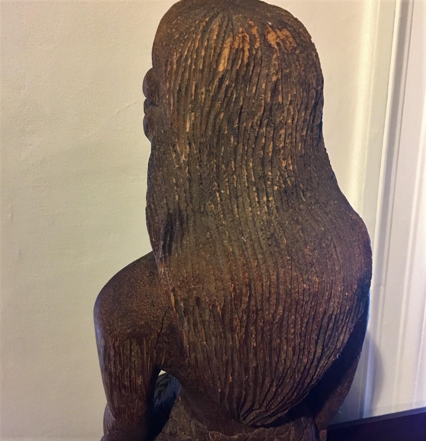 Hand-Carved Vintage South Seas Carved Teak Mermaid For Sale