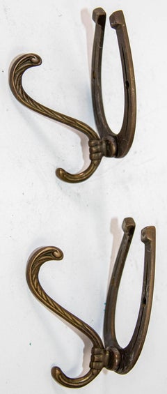 Vintage South Western Brass Horse Shoe Coat Hooks Set of 2