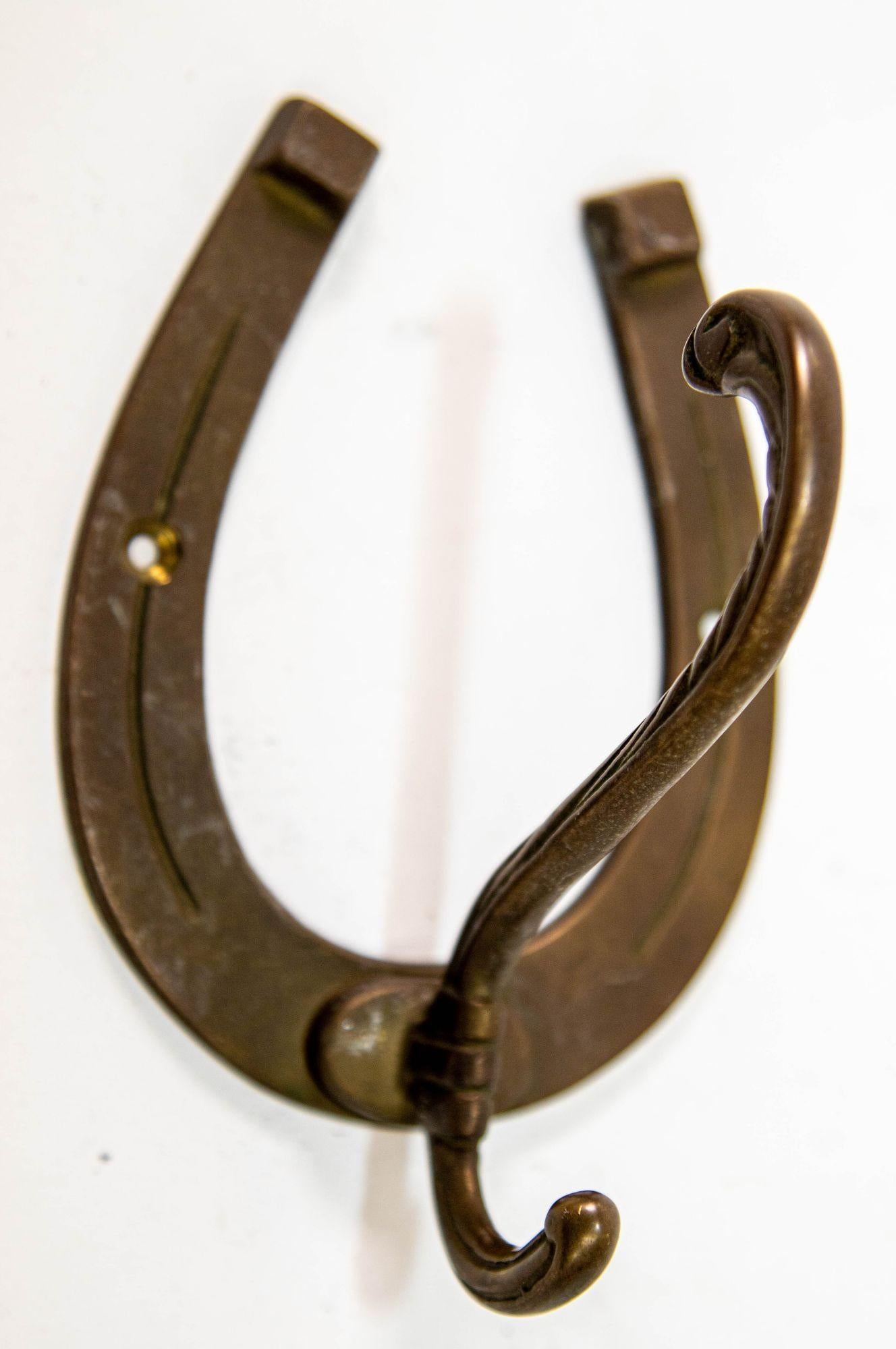 Rustique Vintage South Western Brass Horse Shoe Coat Hooks Set of 2
