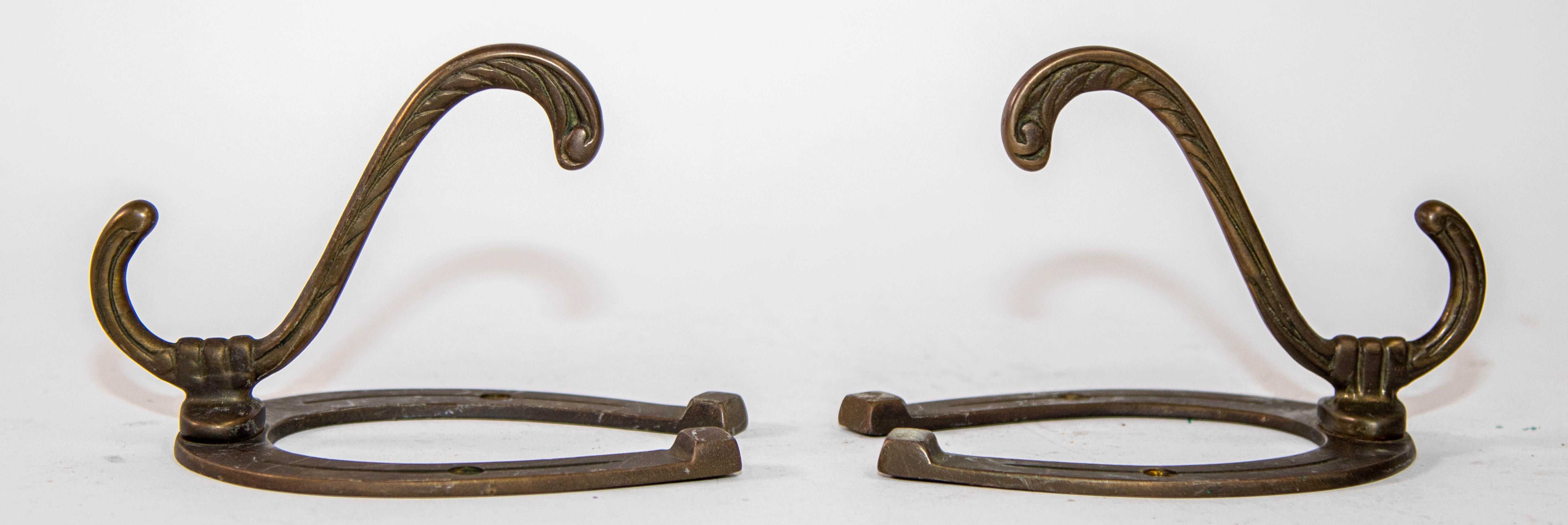 Moulage Vintage South Western Brass Horse Shoe Coat Hooks Set of 2